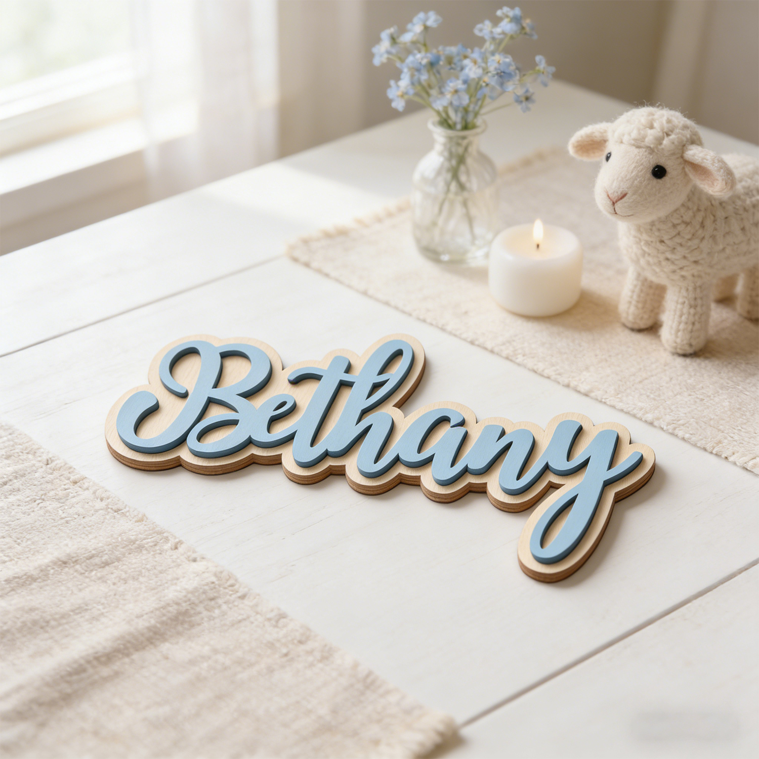 Woodworking Laser - 1 Personalized Double-layer Wooden Name Tag,
