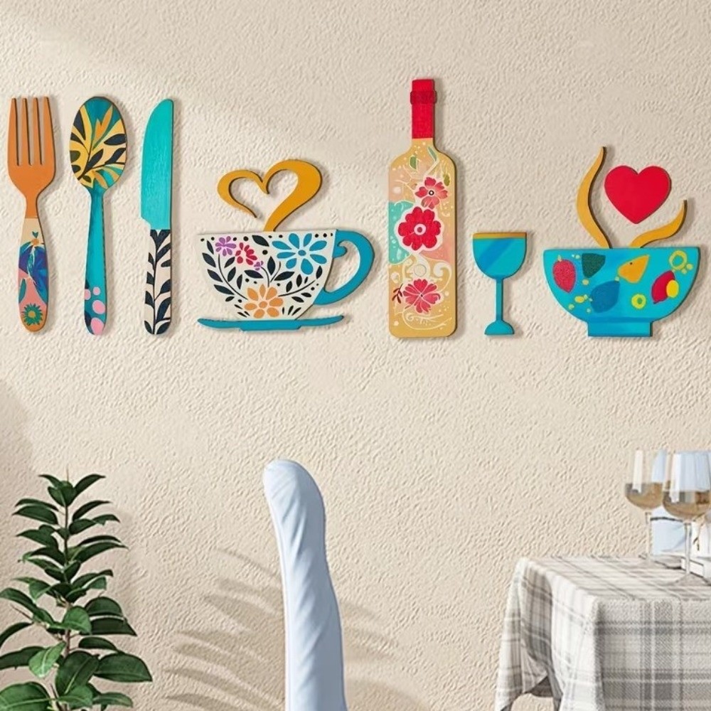 Woodworking Glue - 8PCS/SET Wood Floral Kitchen Utensil Pendant