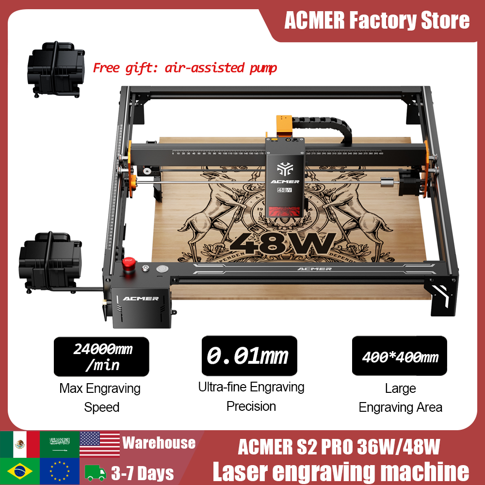 ACMER S2 PRO 36W/48W Laser Eng – обзор и цена Woodworking Laser
